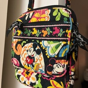 Vera Bradley Black and Green Crossbody Bag with Adjustable Strap